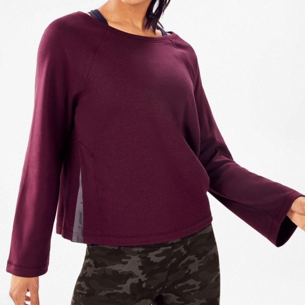 Fabletics Isabel Side Slit Wide Sleeve Pullover‎ M Purple Sweatshirt